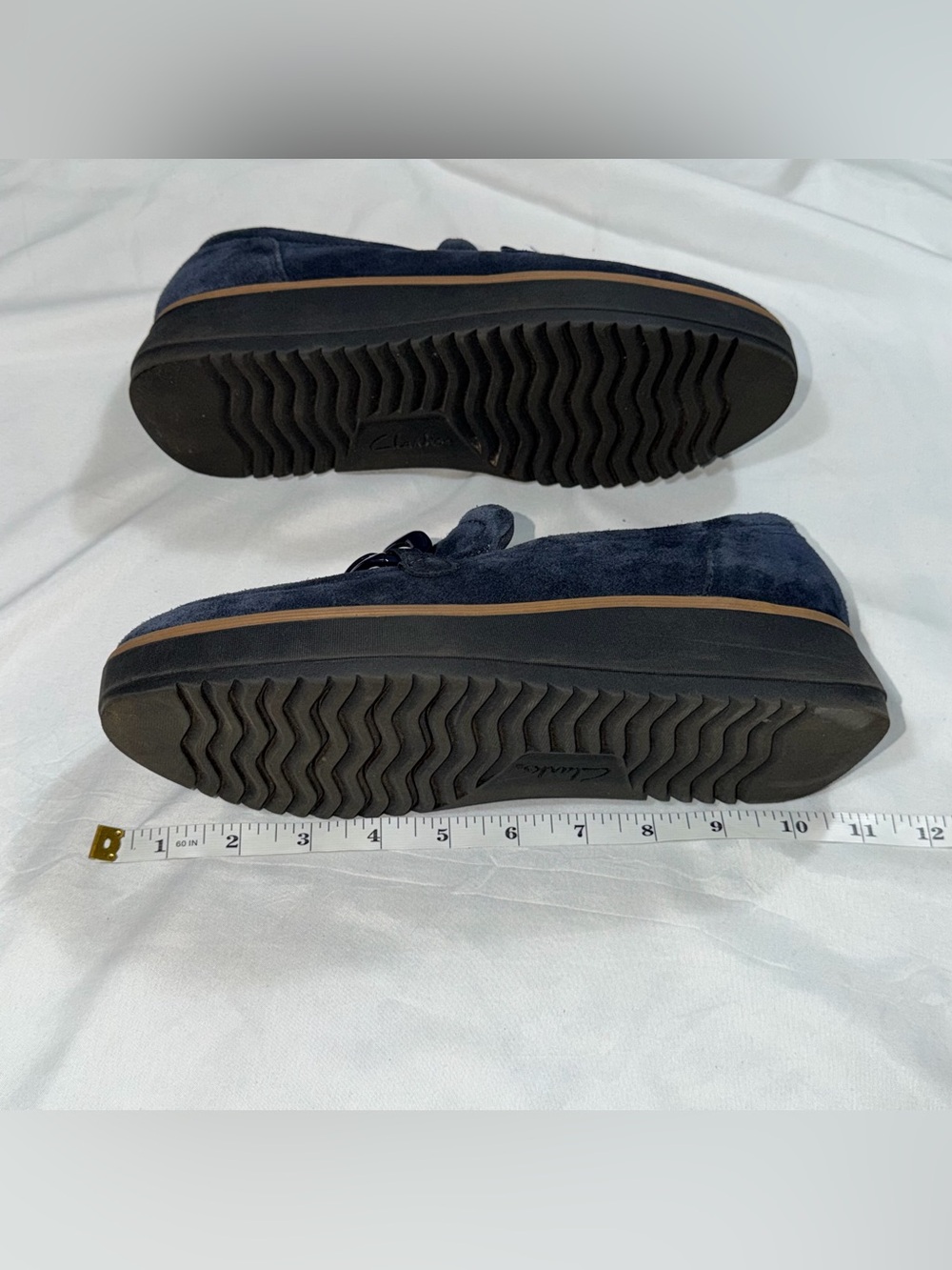 Clarks Zylah May Navy Suede Chain Platform Loafers Women’s 9.5M - Picture 11 of 11